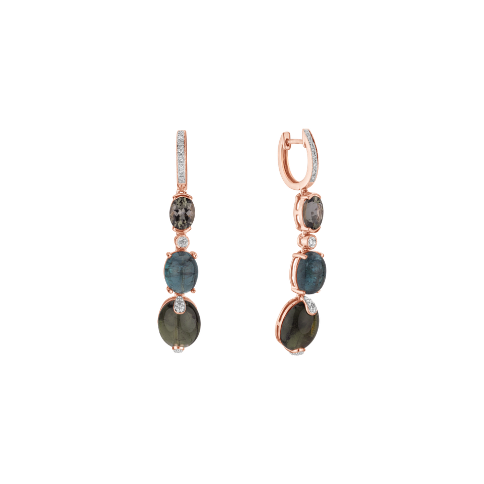 Náušnice s diamanty a turmalíny Caesarean Courier