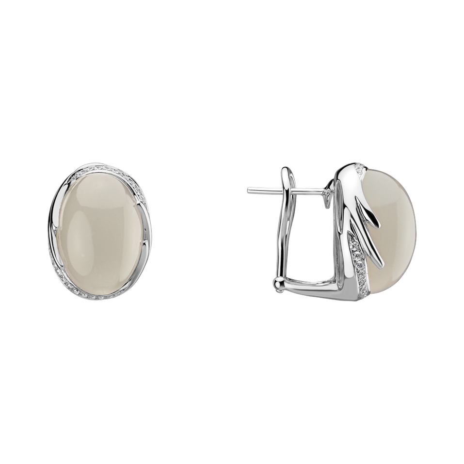 Náušnice s měsíčním kamenem a diamanty Mystic Blossom