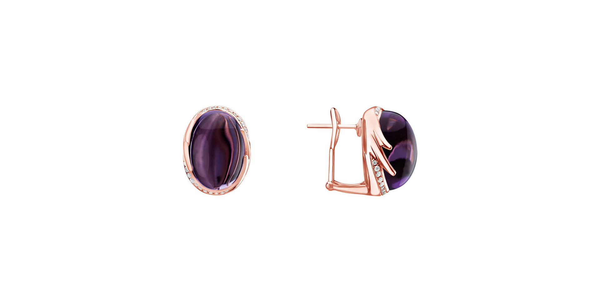 Náušnice s ametystem diamanty Mystic Blossom