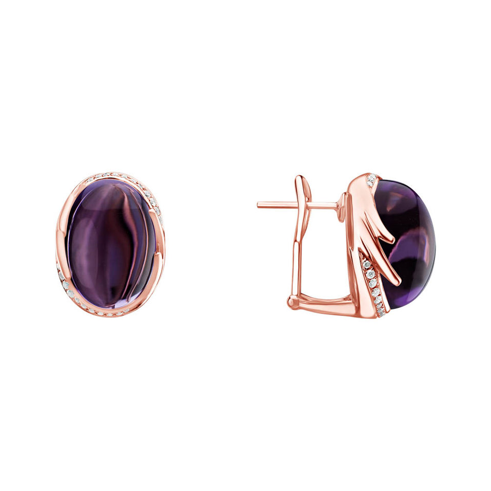 Náušnice s ametystem diamanty Mystic Blossom