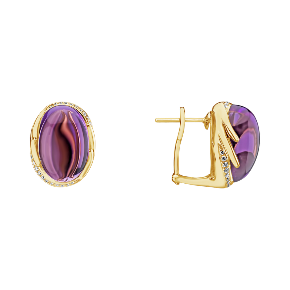 Náušnice s ametystem diamanty Mystic Blossom