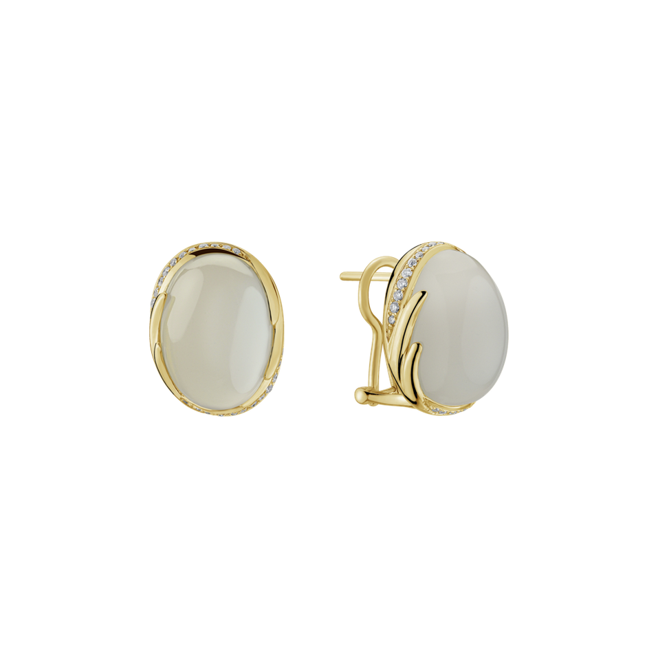 Náušnice s měsíčním kamenem a diamanty Mystic Blossom