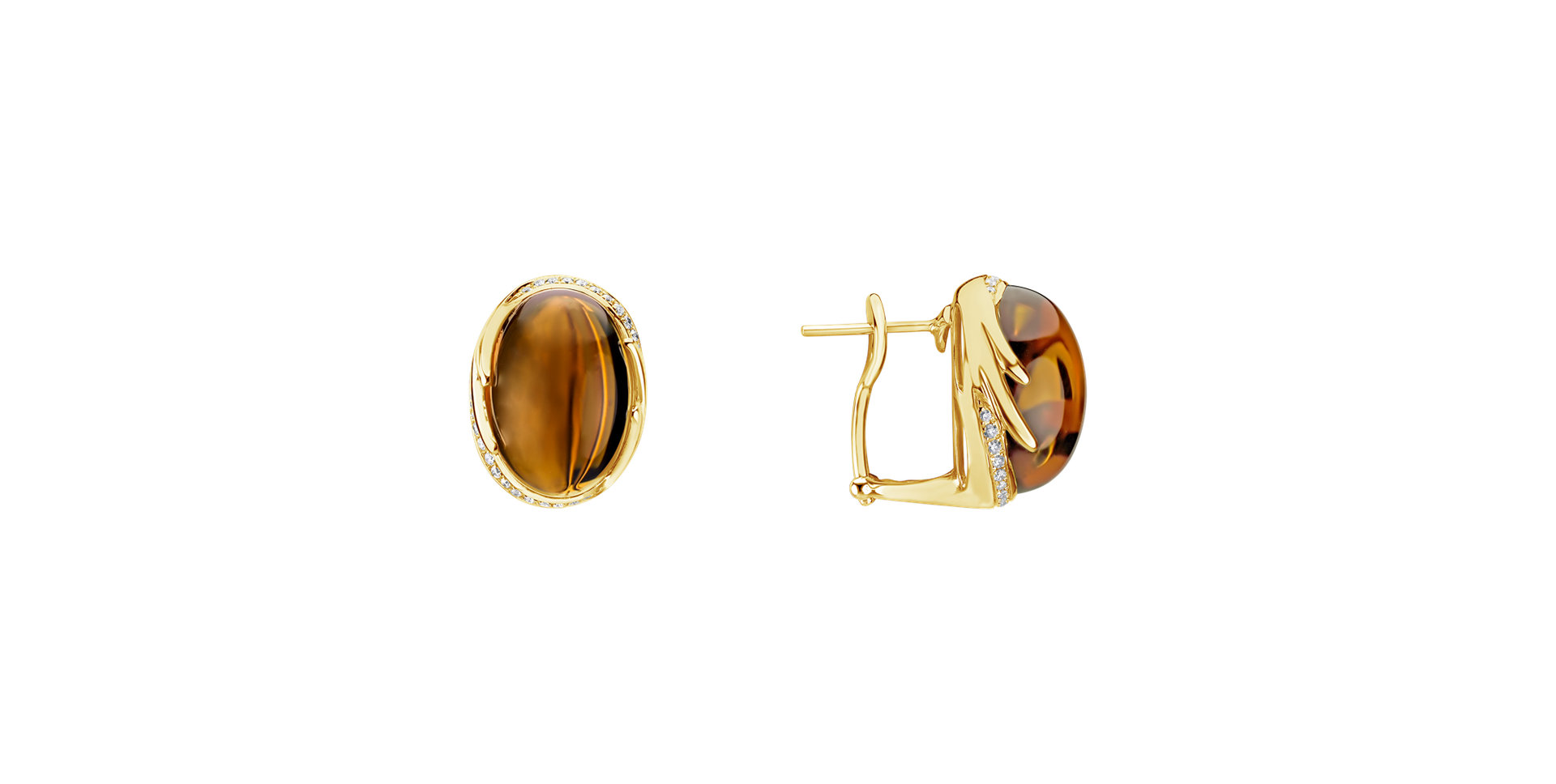 Náušnice s quartzem a diamanty Mystic Blossom