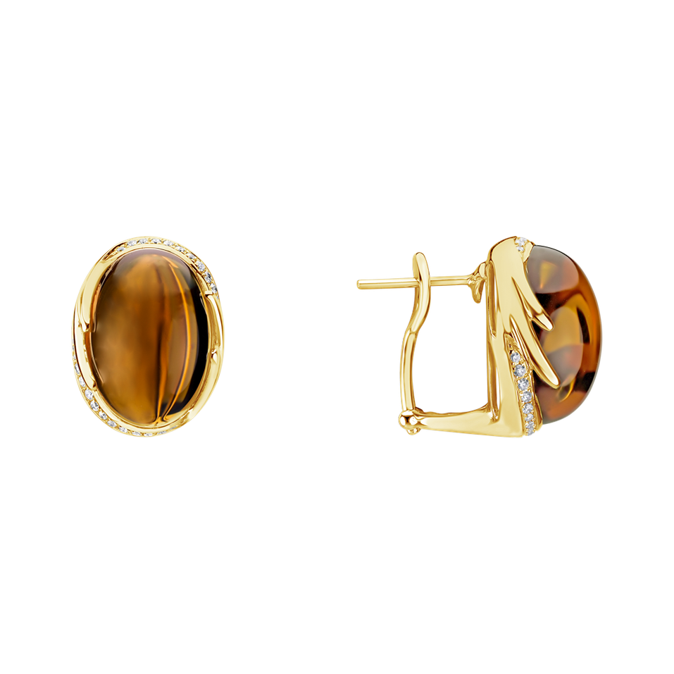 Náušnice s quartzem a diamanty Mystic Blossom