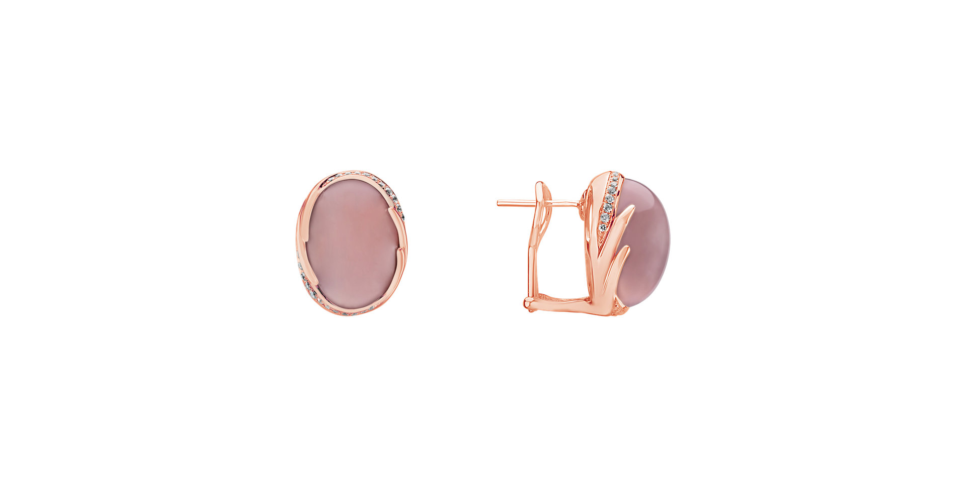 Náušnice s růženínem a diamanty Mystic Blossom