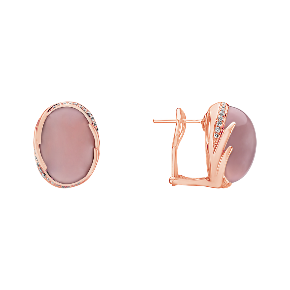 Náušnice s růženínem a diamanty Mystic Blossom