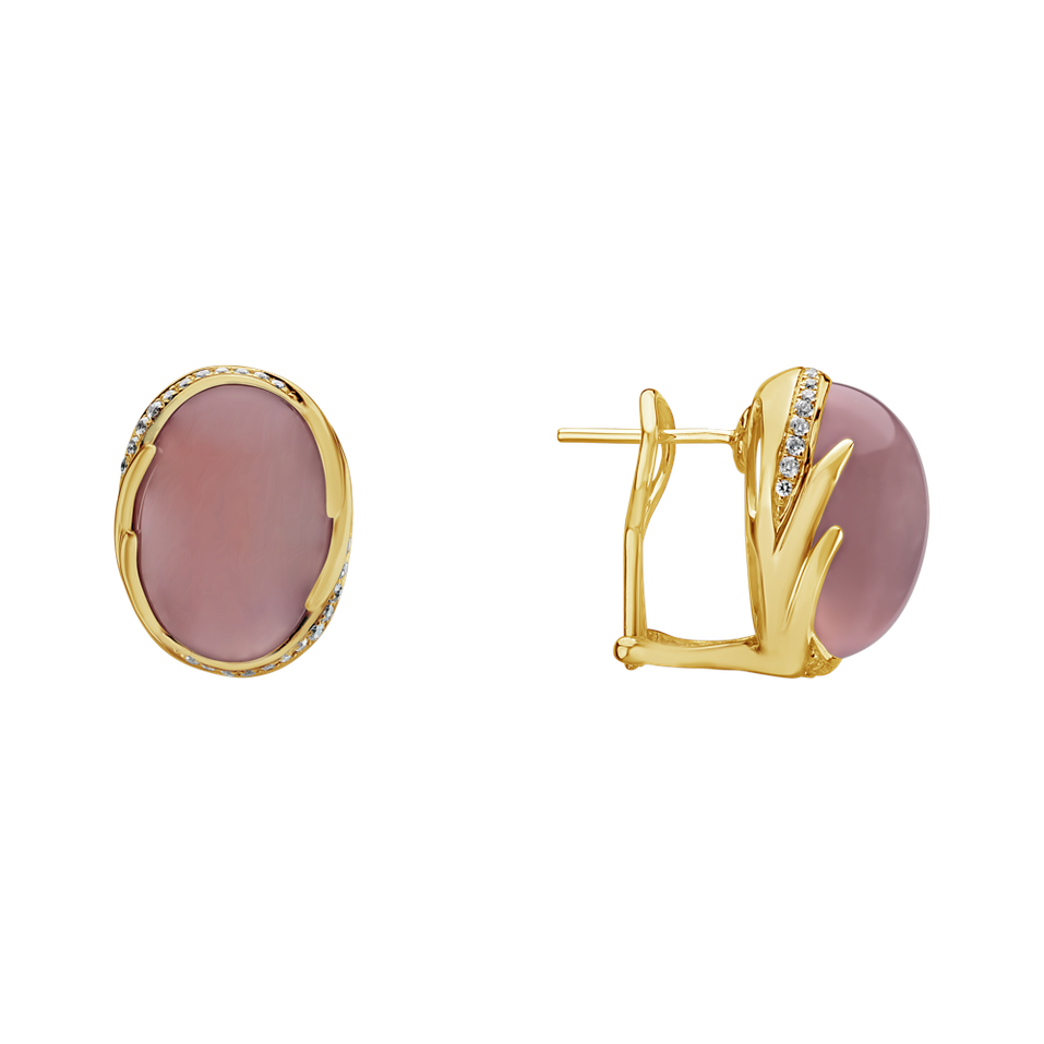 Náušnice s růženínem a diamanty Mystic Blossom