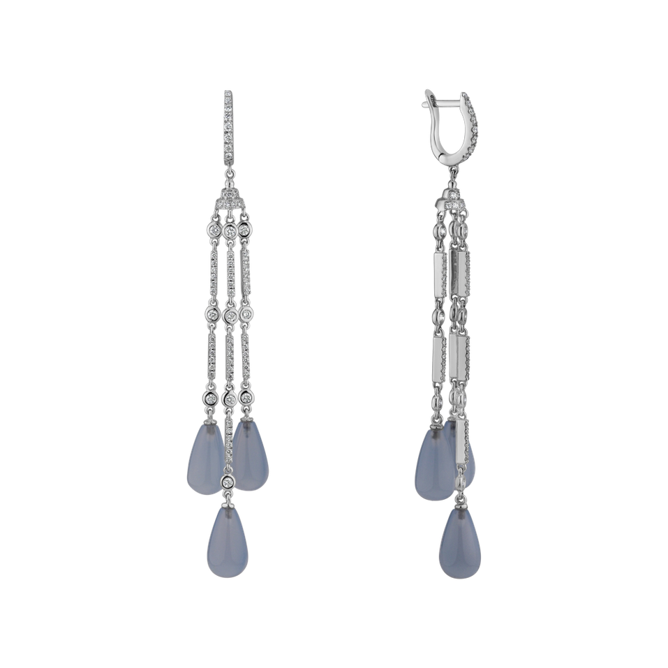 Náušnice s diamanty a chalcedonem Royal Dazzle
