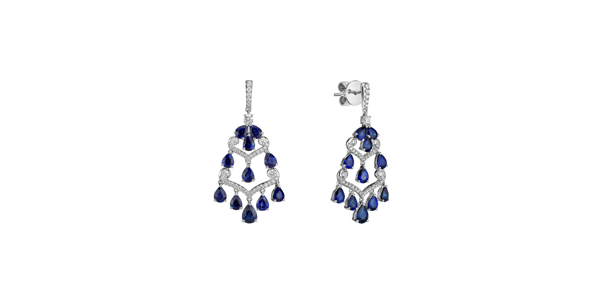 Náušnice s diamanty a safírem Kehlani