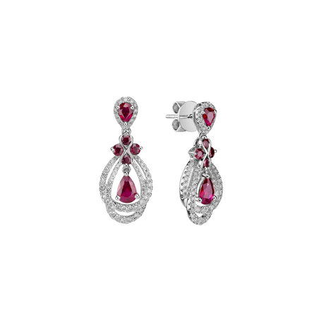 Náušnice s diamanty a rubíny Ruby Chandelier