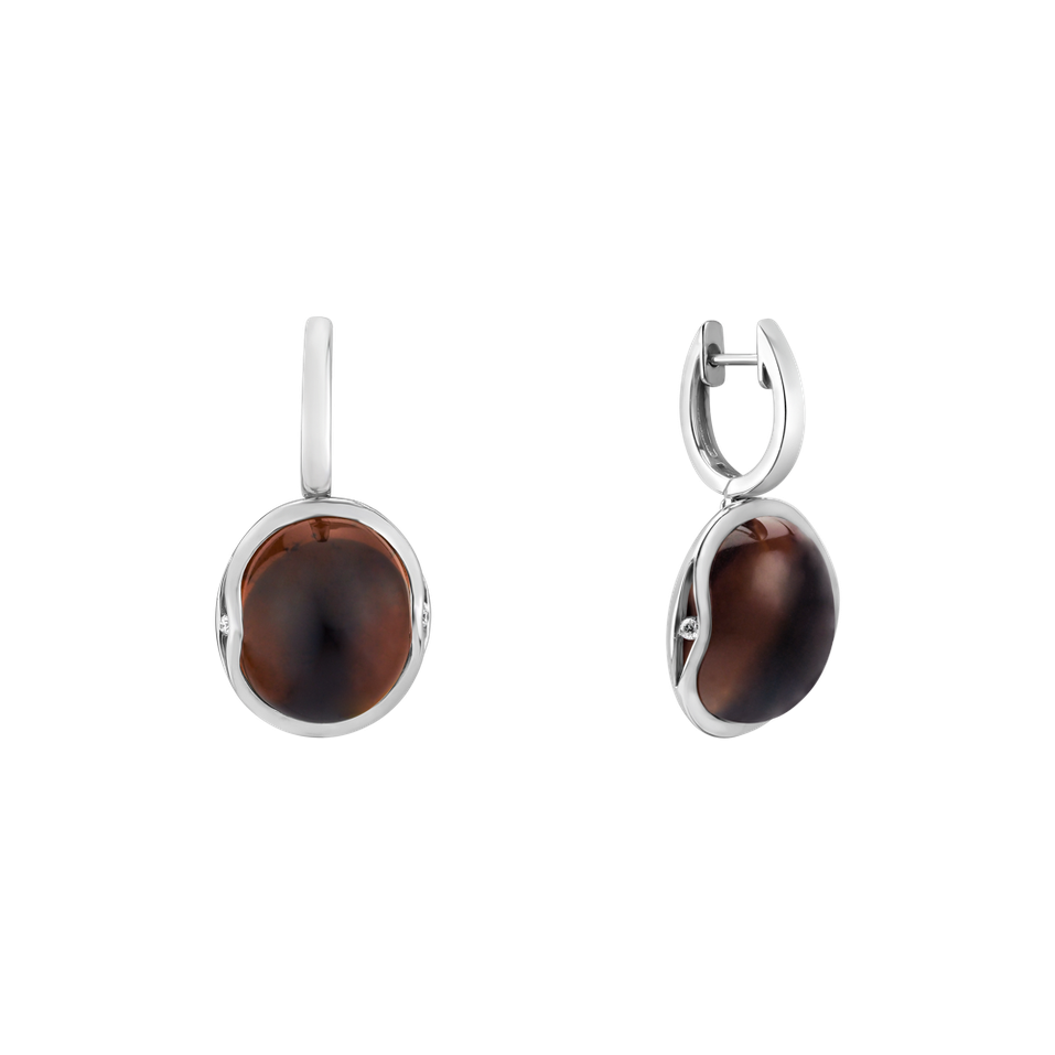 Náušnice s quartzem a diamanty Fairytale Drop