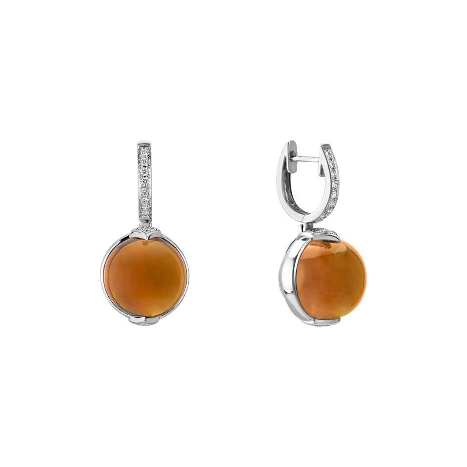 Náušnice s quartzem a diamanty Fairy Blossom