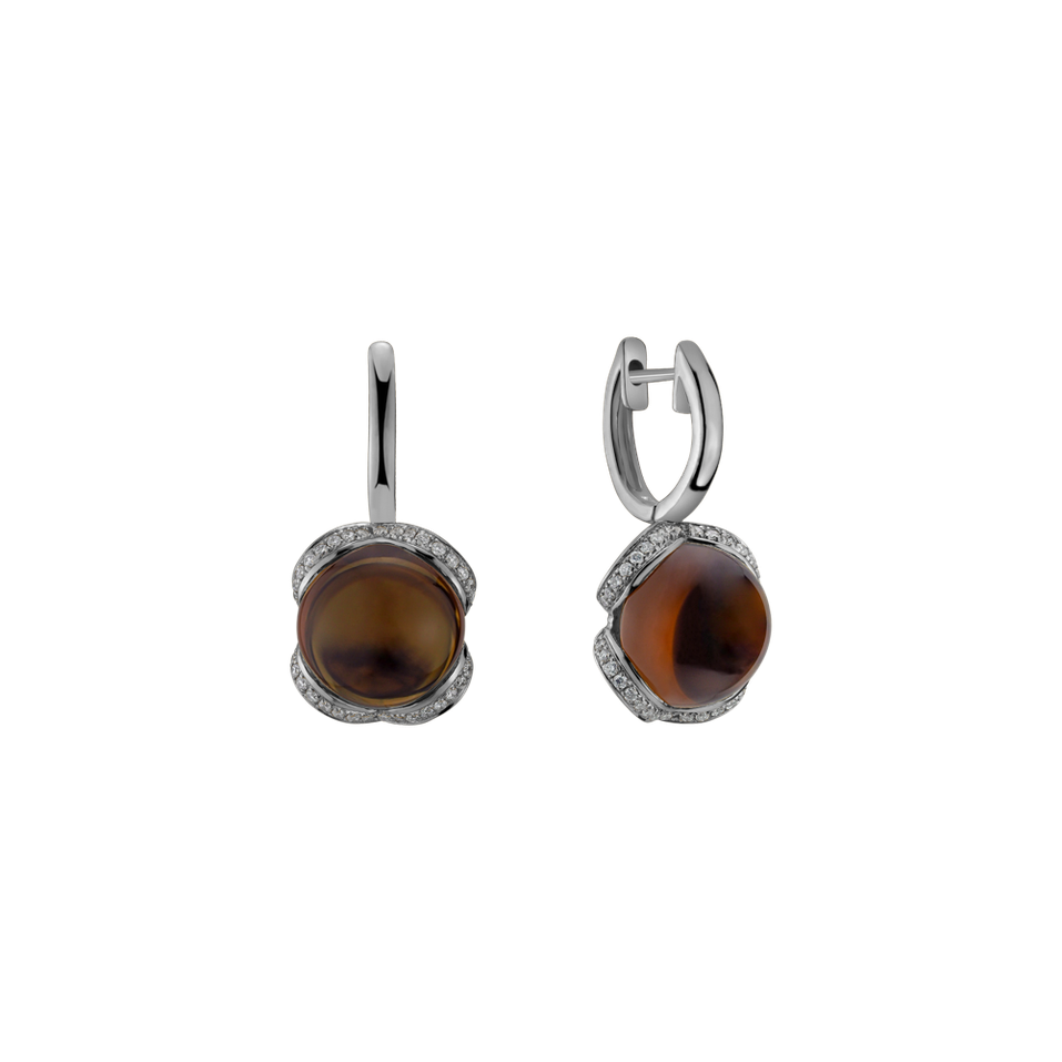 Náušnice s quartzem a diamanty Rainbow Wish