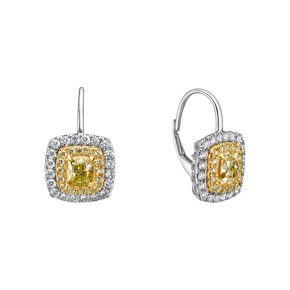 Náušnice s bílými a žlutými diamanty Sunny Day