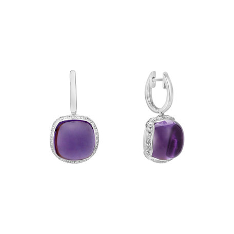 Náušnice s ametystem diamanty Mystic Drop