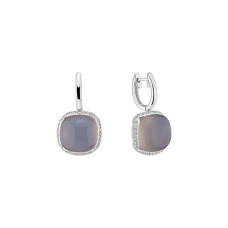 Náušnice s chalcedonem a diamanty Mystic Drop
