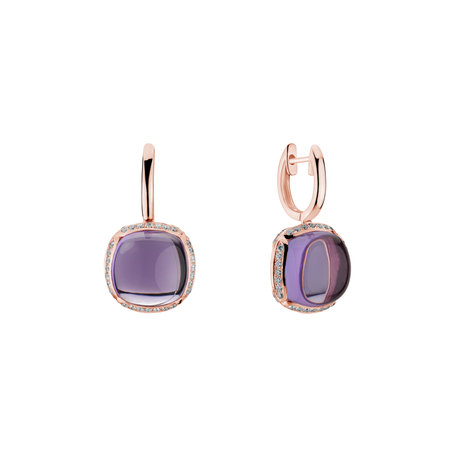 Náušnice s ametystem diamanty Mystic Drop