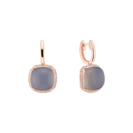 Náušnice s chalcedonem a diamanty Mystic Drop