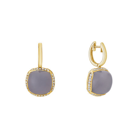 Náušnice s chalcedonem a diamanty Mystic Drop
