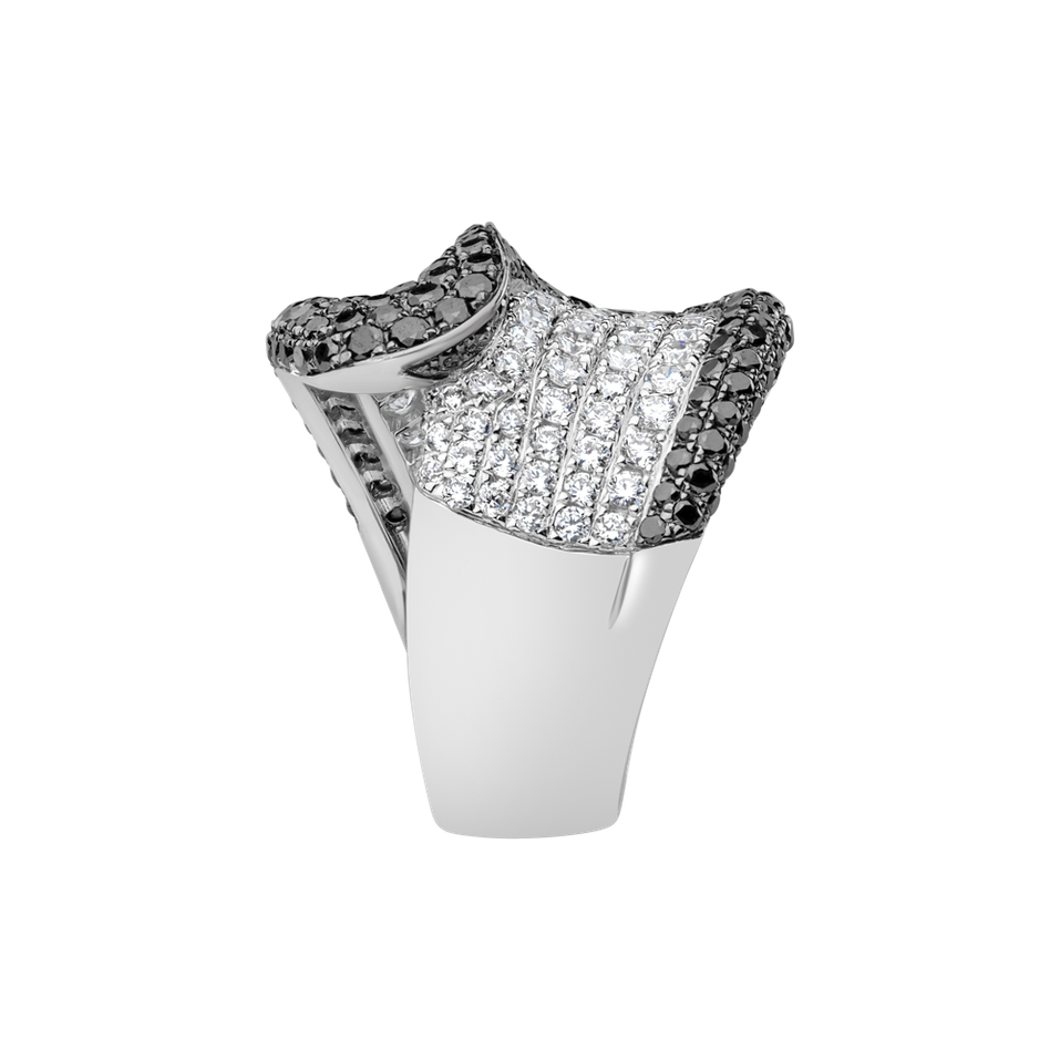 Prsten s bílými a černými diamanty Leah