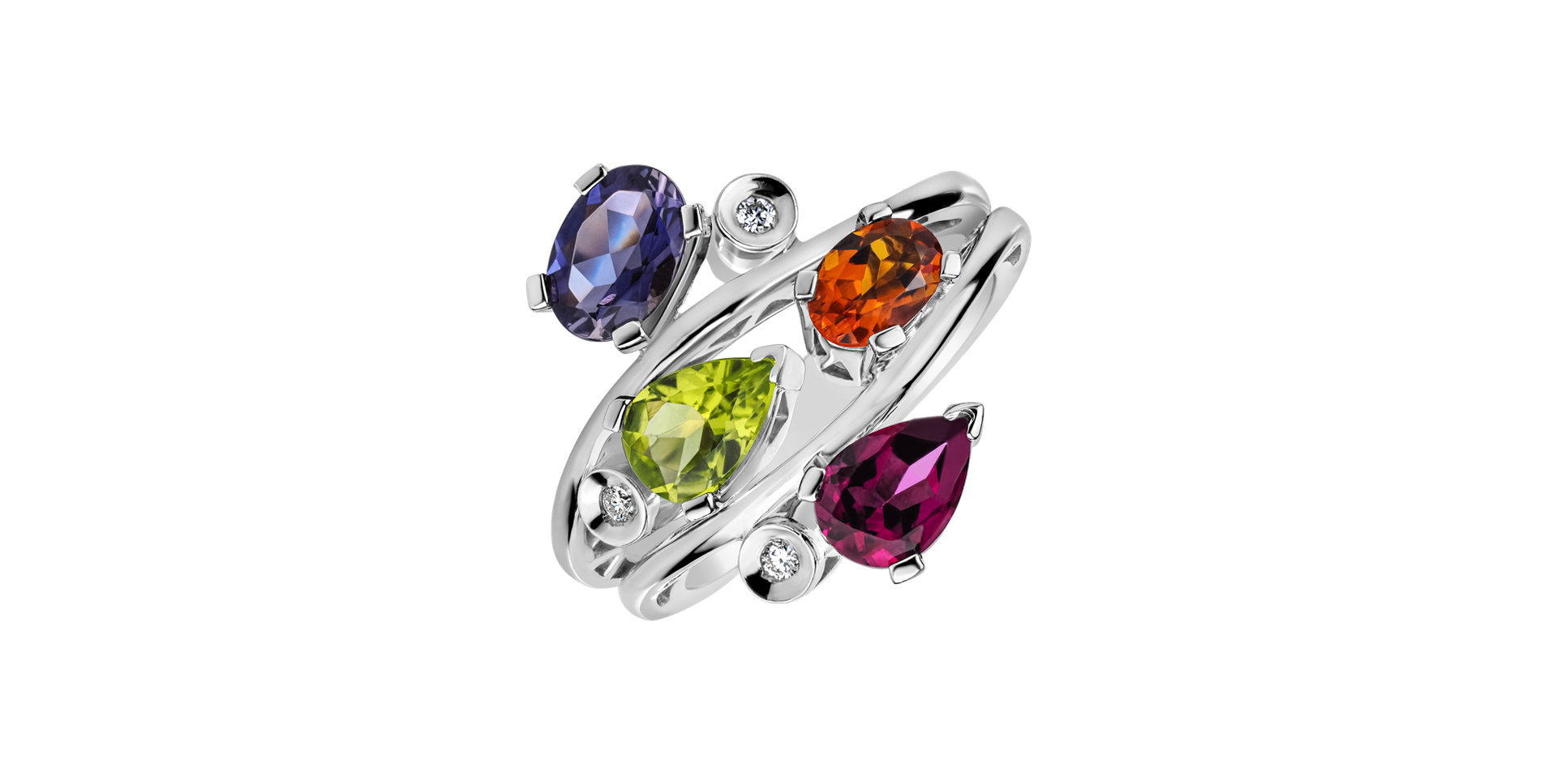 Prsten s diamanty a drahokamy Crown Beauty