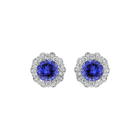 Náušnice s tanzanitem a diamanty Princess Bloom