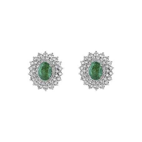 Náušnice se smaragdem a diamanty Royal Sparkle