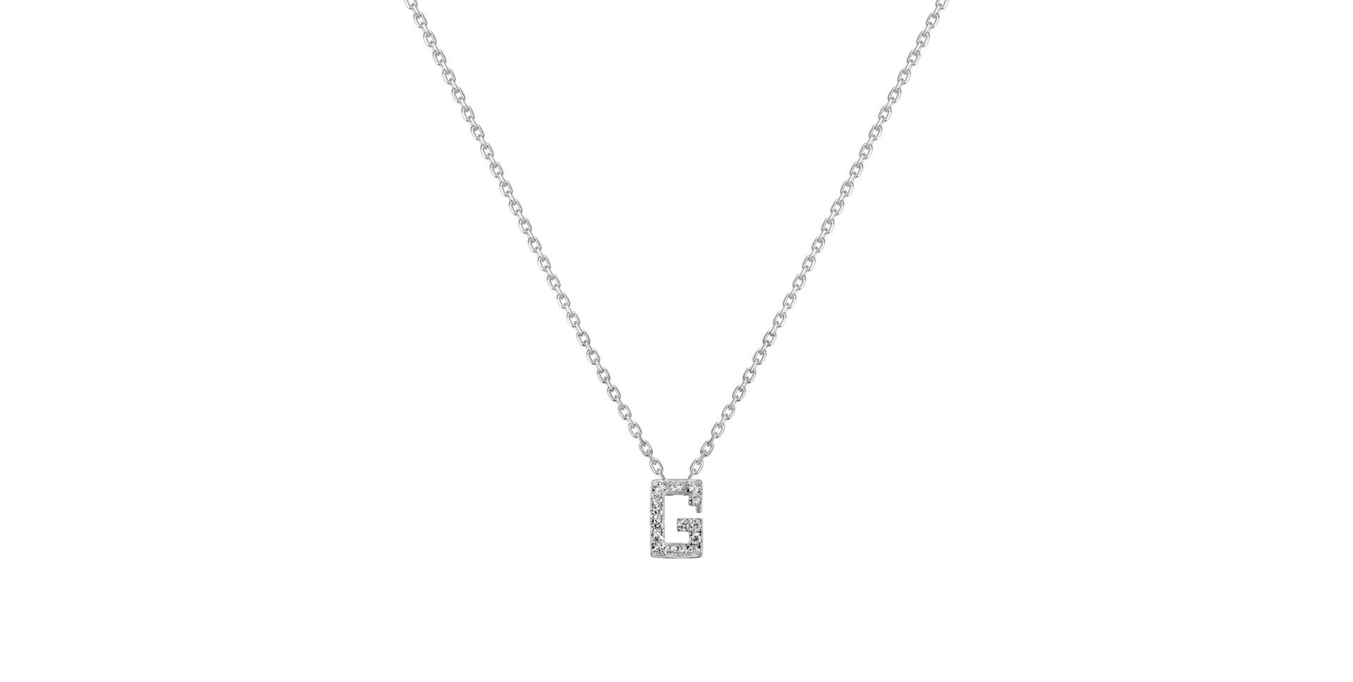 Náhrdelník 14kt bílé zlato s diamantem Glittering Letter G