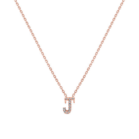 Náhrdelník 14kt růžové zlato s diamantem Glittering Letter J