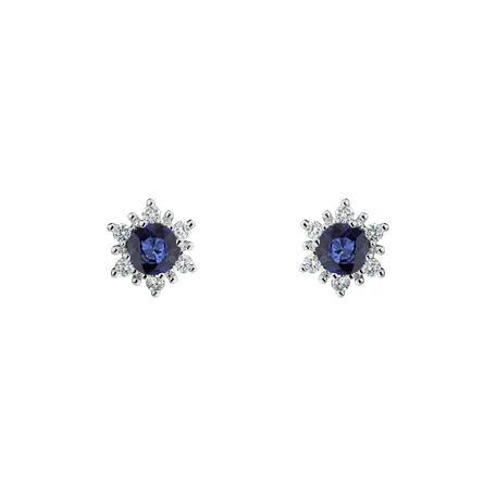 Náušnice s safírem a diamanty Snow Star