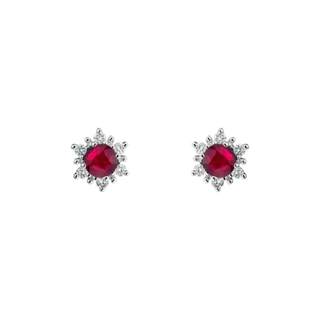 Náušnice s rubínem a diamanty Snow Star