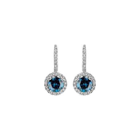 Náušnice s modrým diamantem a bílými diamanty Blue Tears