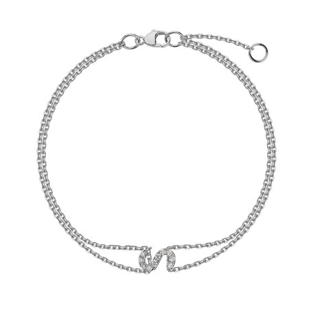 Náramek 14kt bílé zlato s diamantem Magic Letter