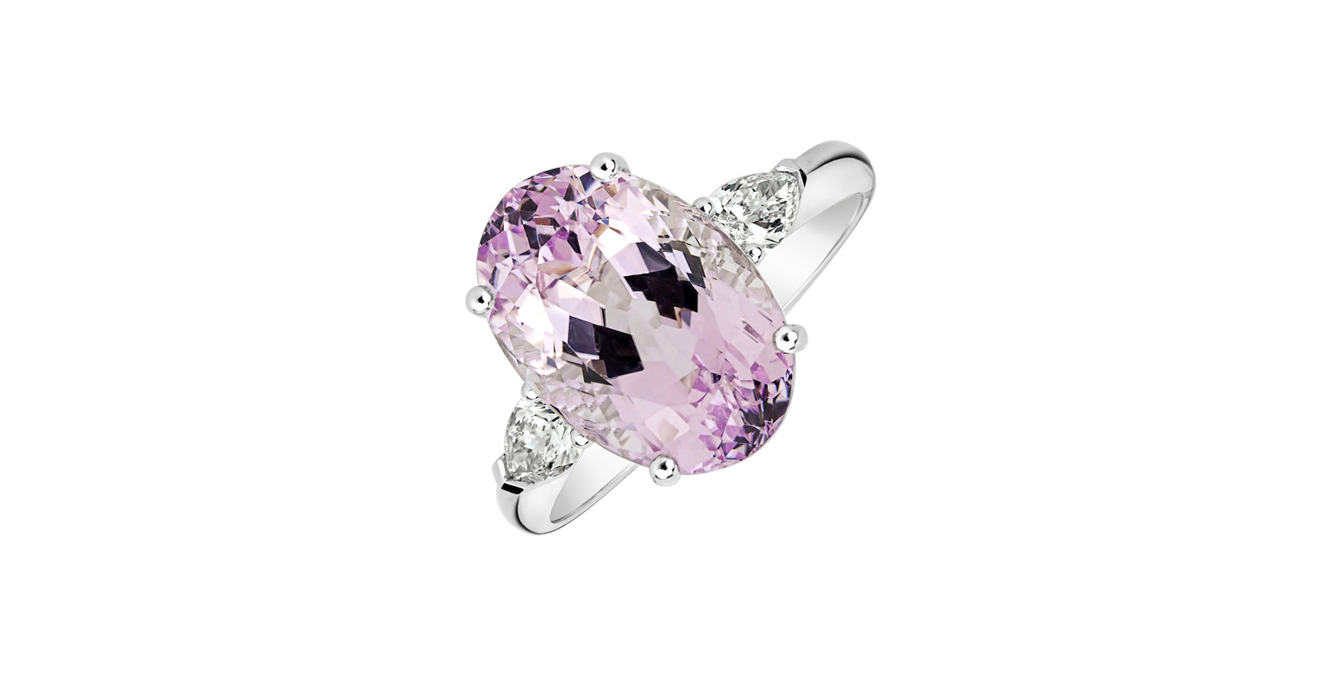 Prsten 14kt bílé zlato s diamantem a kunzitem Fiona