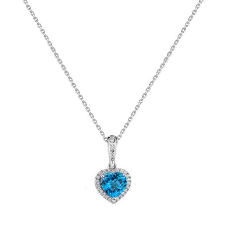 Přívěs s diamanty a topazem Blue Heart