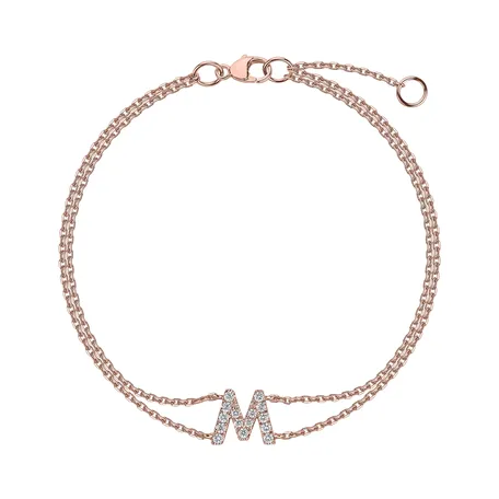 Náramek 14kt růžové zlato s diamantem Alphabet Constellations