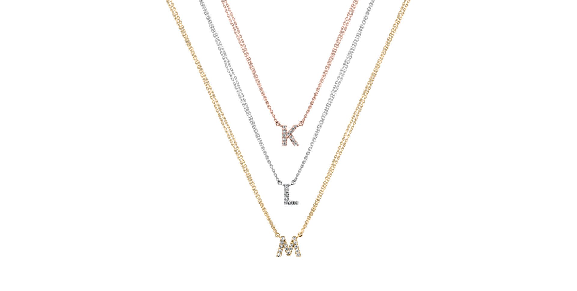 Náhrdelník 14kt růžové zlato s diamantem Shiny Alphabet