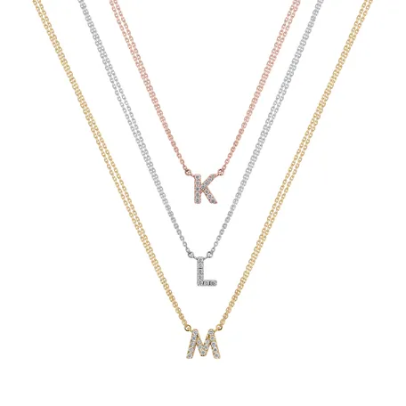 Náhrdelník 14kt růžové zlato s diamantem Shiny Alphabet