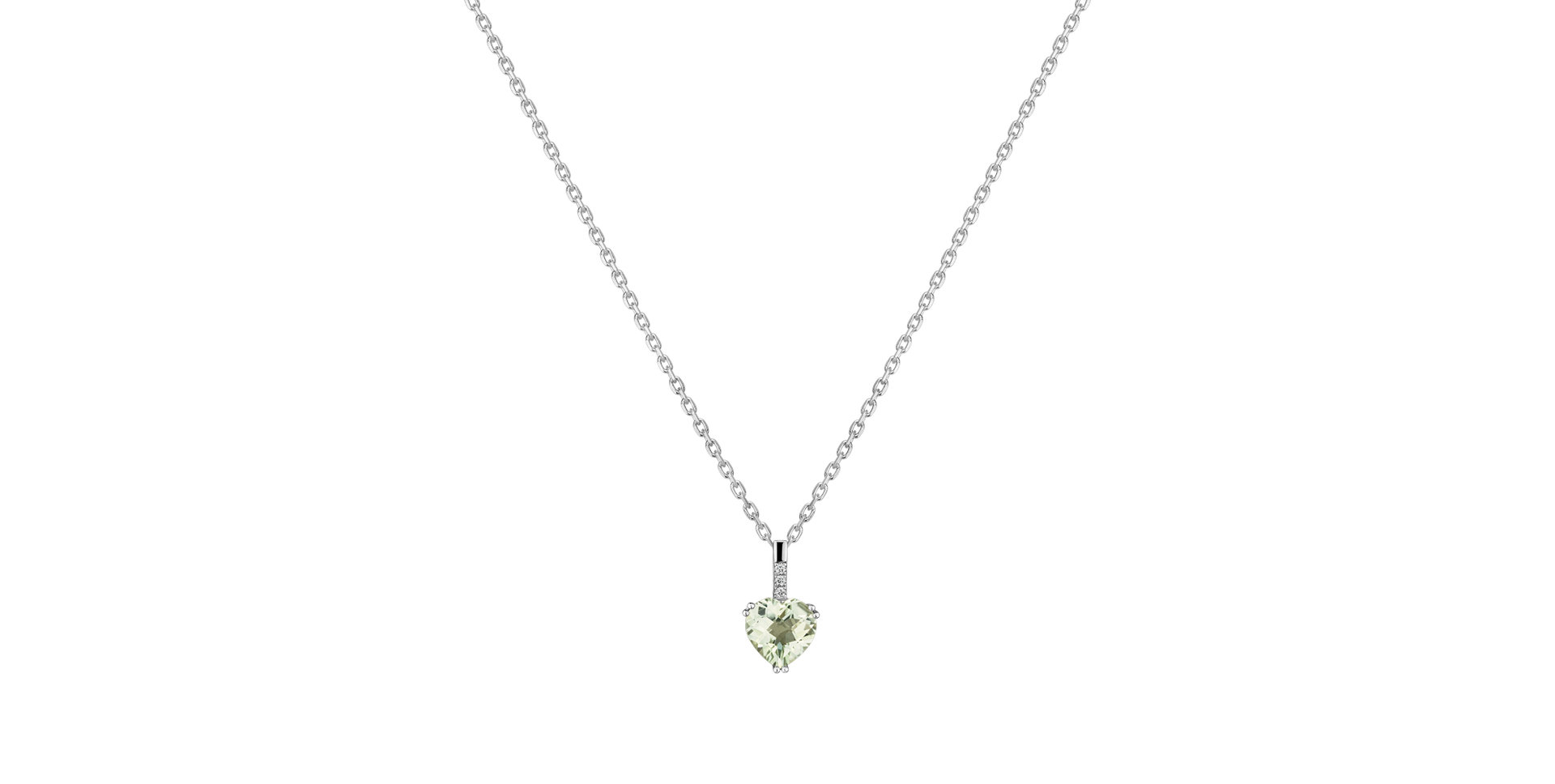 Přívěsek 14kt bílé zlato s diamantem a ametystem green Eternal Sparkle