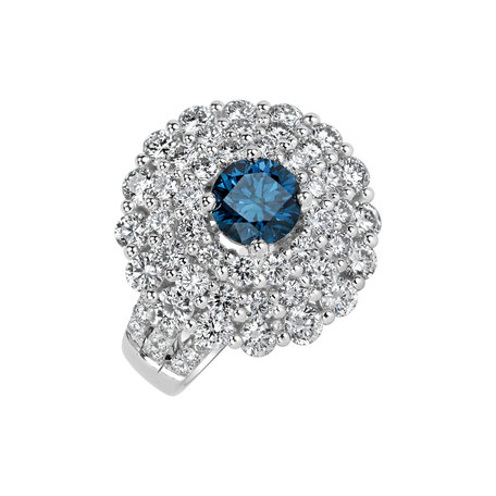 Prsten s modrým diamantem a bílými diamanty Winter Tale