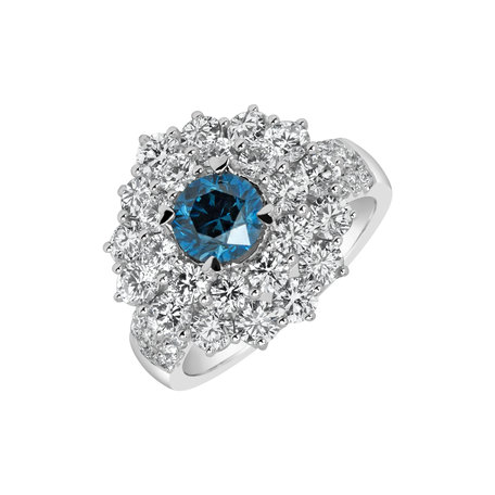 Prsten s modrým diamantem a bílými diamanty Apology