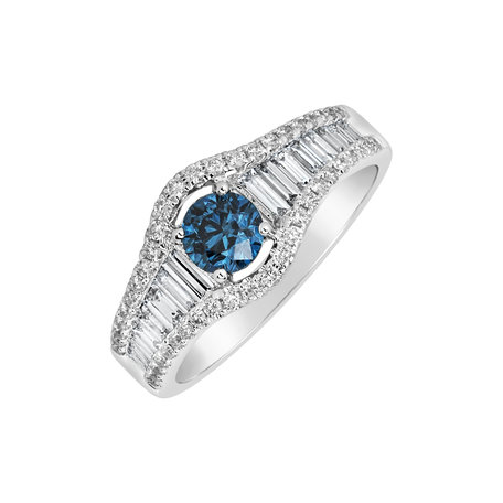 Prsten s modrým diamantem a bílými diamanty Tearful Crown