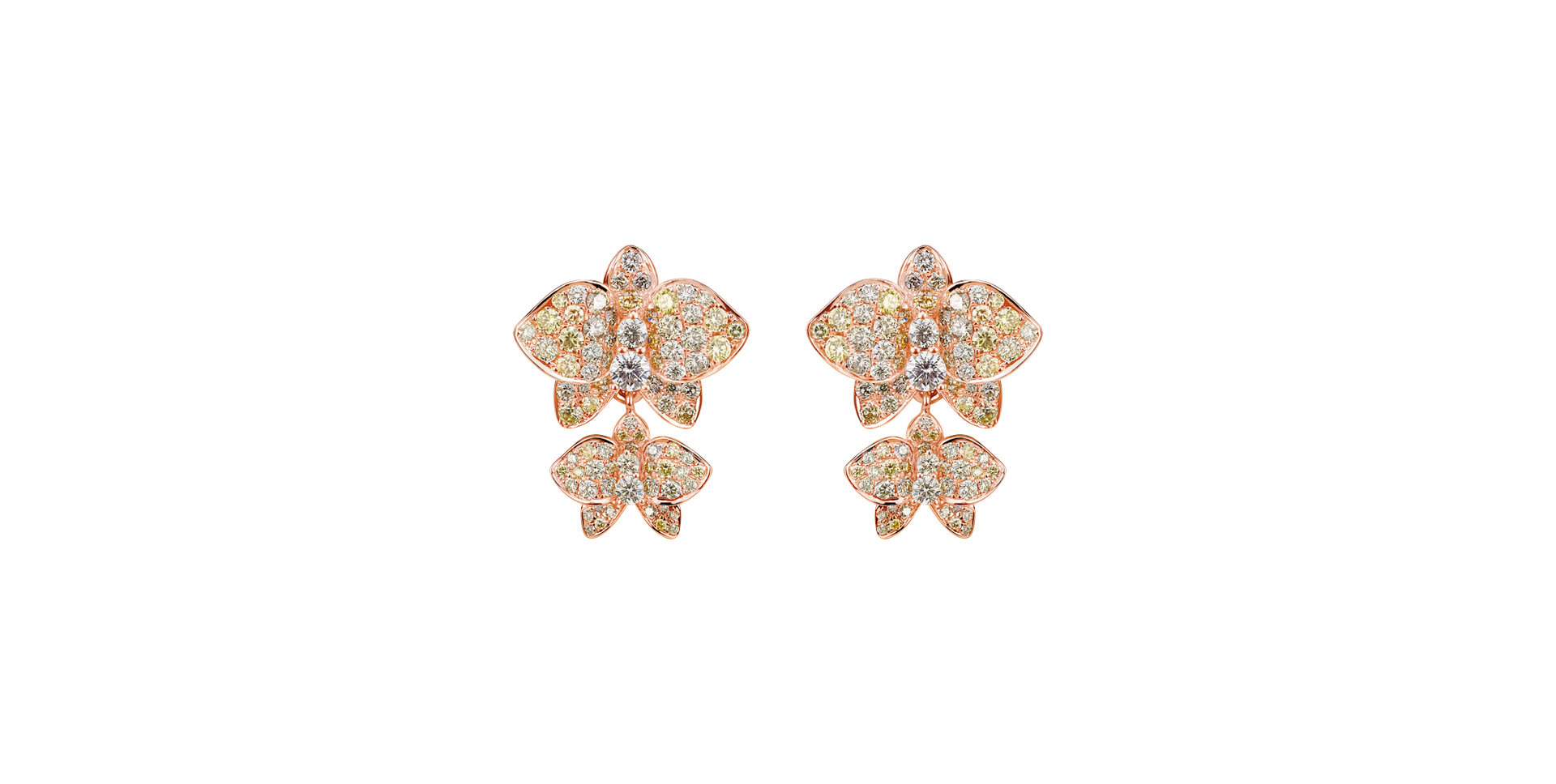 Náušnice s bílými a žlutými diamanty Queen of Orchids