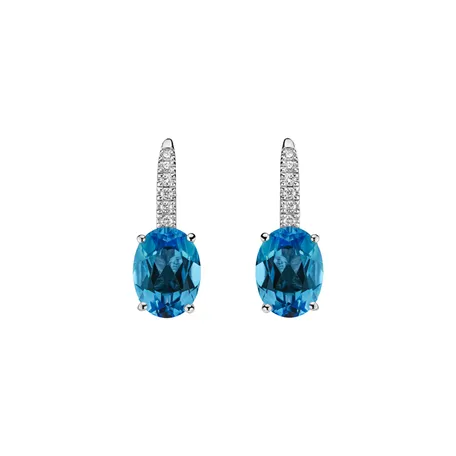 Náušnice s diamanty a topazem Iris Elegance