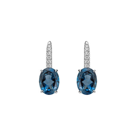 Náušnice s diamanty a topazem Iris Elegance