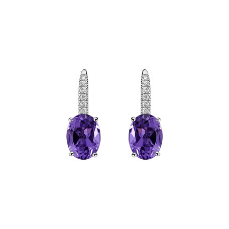 Náušnice s diamanty a ametystem Iris Elegance
