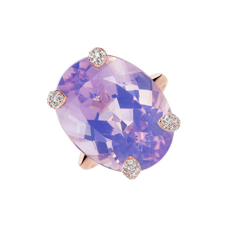 Prsten s diamanty a ametystem Lavender Miracle