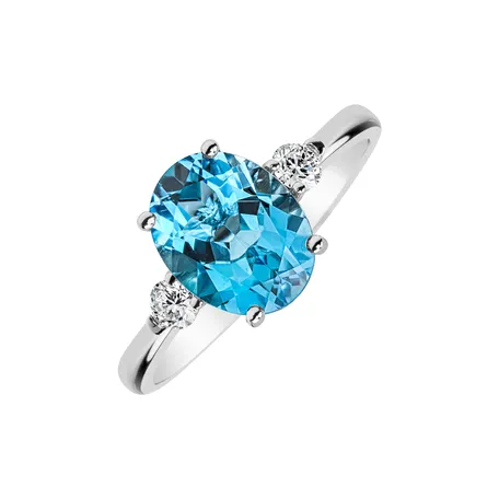 Prsten s diamanty a topazem Aqua Storm