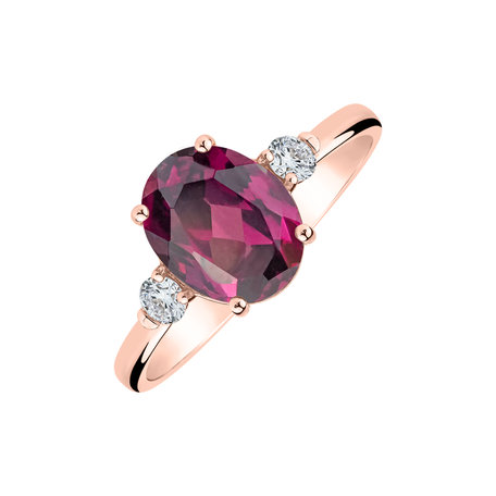 Prsten s diamanty a rhodolitem Scarlet Ember