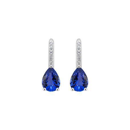 Náušnice s diamanty a tanzanitem Tearfall